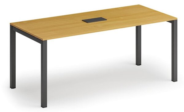 Jednací stůl PRIMO SQUARE, 180x80 cm, buk + stolní zásuvka TYP VI, černá