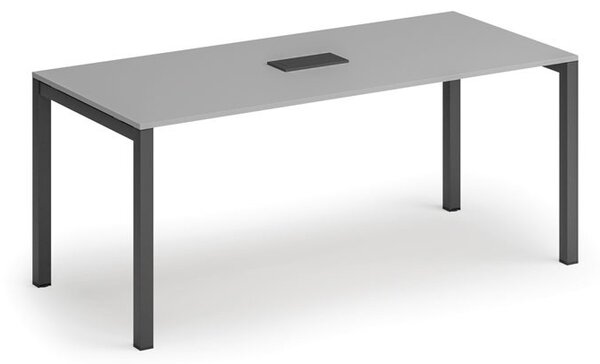 Jednací stůl PRIMO SQUARE, 180x80 cm, šedá + stolní zásuvka TYP VI, černá