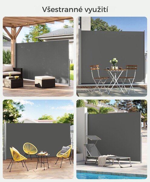 Boční markýza HORIZON na terasu, 160x300cm, šedá SongmicsHome