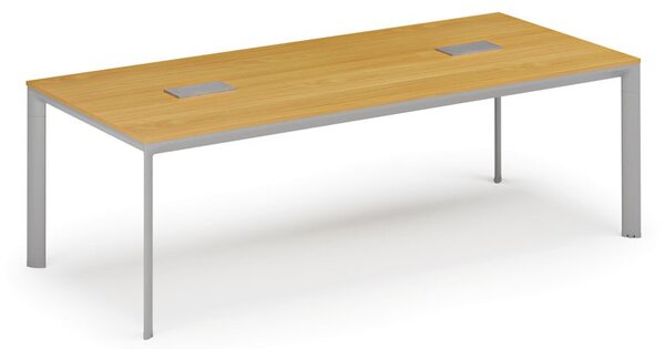 Jednací stůl PRIMO INVITATION, 240x120 cm, buk + 2x stolní zásuvka TYP VI, stříbrná