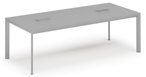 Jednací stůl PRIMO INVITATION, 240x120 cm, šedá + 2x stolní zásuvka TYP VI, stříbrná