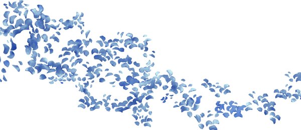 Fototapeta Modré okvětní lístky na bílém pozadí, Akvarelové fototapety, Populární fototapety - Tapeko.co.cz