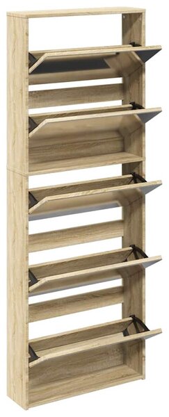 Botník pětipatrový zrcadlo dub 63 x 17 x 169,5 cm 273937