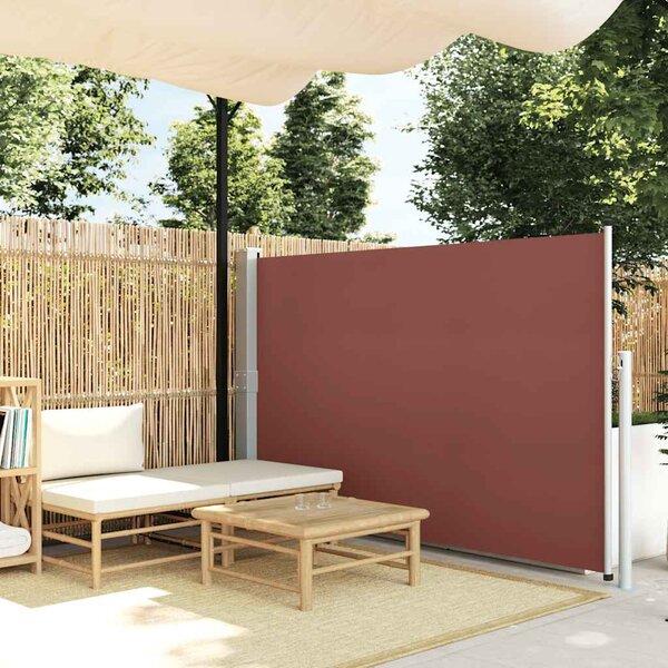 Zatahovací boční markýza/zástěna na terasu 140 x 500 cm hnědá