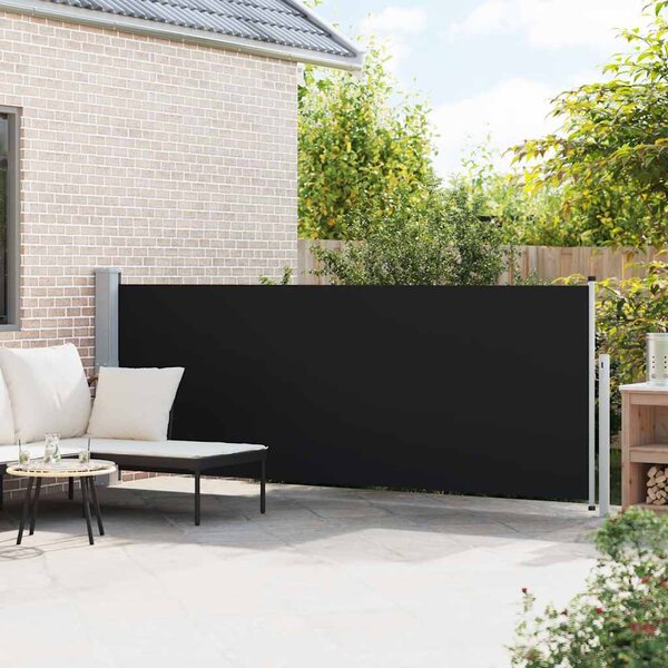 Zatahovací boční markýza/zástěna na terasu 140 x 514 cm černá