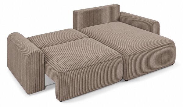 Rozkládací oboustranná sedací souprava do L NORDEN TILIA 250x140 cm, světle hnědá