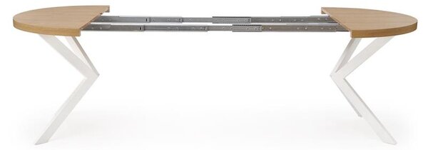 Rozkládací jídelní stůl 100-250 cm Pepeera (bílá + zlatá) (pro 6 8 osob)