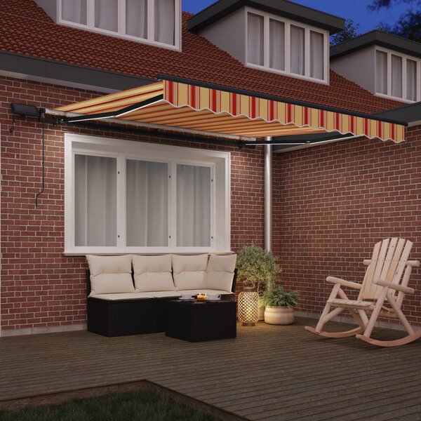 Stahovací markýza Žlutá a oranžová 350 x 250 cm Látka a hliník 3330254
