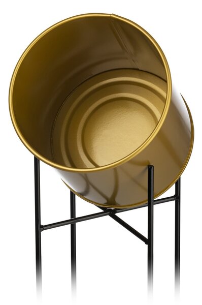 KOVOVÝ KVĚTINÁČ SE STOJÁNEM GLAMOUR 75X24 CM ZLATÁ/ČERNÁ