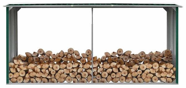 Zahradní kůlna na dříví pozinkovaná ocel 330x92x153 cm zelená