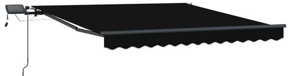Stahovací markýza Černá 350 x 250 cm Látka a hliník 3330326