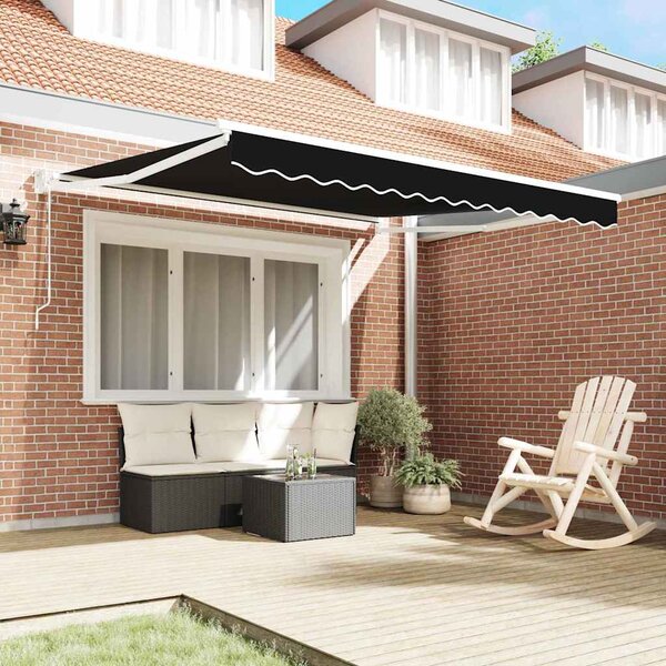 Stahovací markýza Černá 350 x 250 cm Polyester a kov 3330330