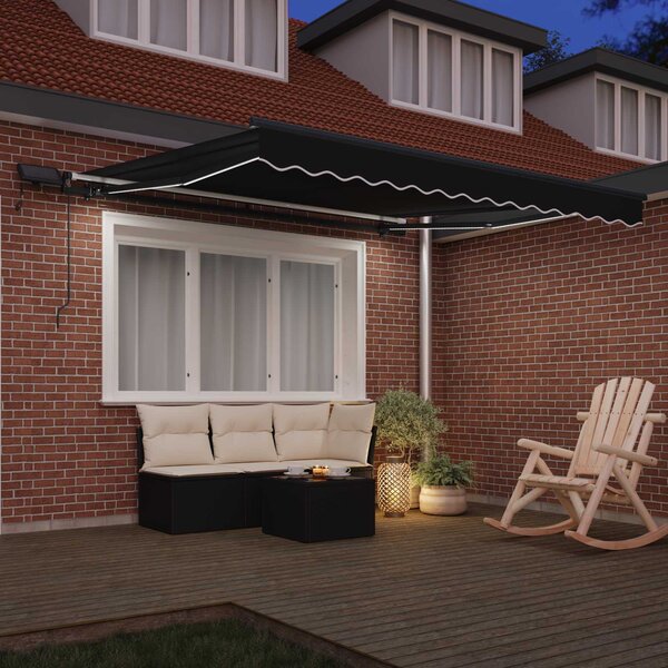 Stahovací markýza Černá 350 x 250 cm Látka a hliník 3330326