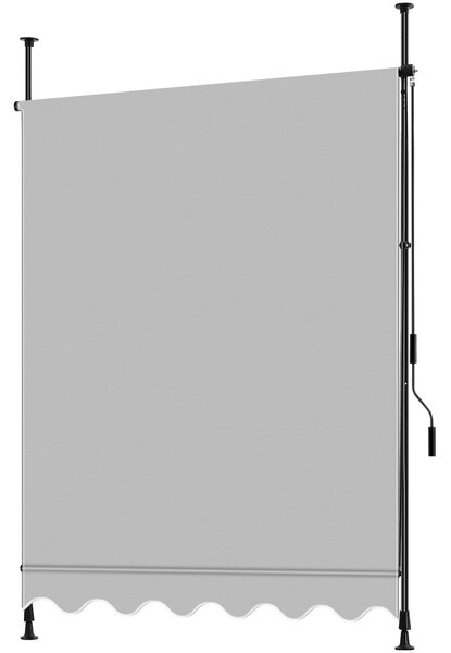 Tectake Upínací markýza s ruční klikou, výškově nastavitelná - 150 x 180 cm, světle šedá