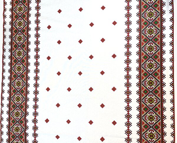 Ervi bavla š.150 cm - tradiční výšivka - červená print, metráž -