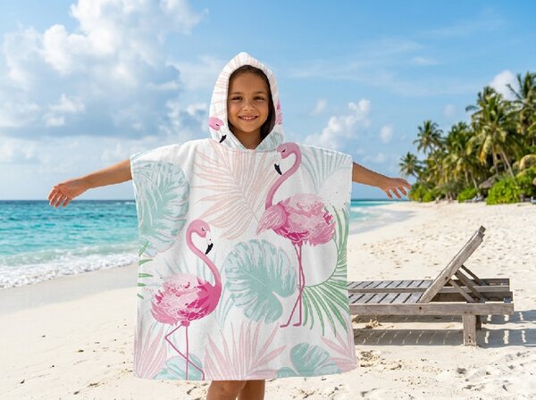 Dětské pončo FLAMINGO barevné 60x120 cm