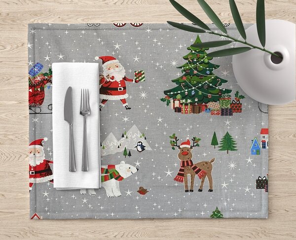 Ervi bavlněné prostírání na stůl - Vánoční vzor - šedý - Erviplas