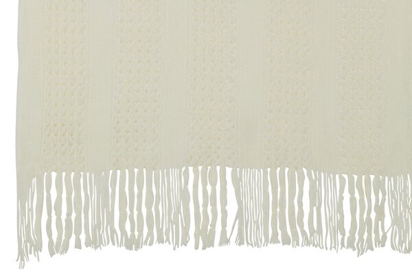 Krémový dekorační pléd s oky Knitti - 143*195cm - J-Line by Jolipa