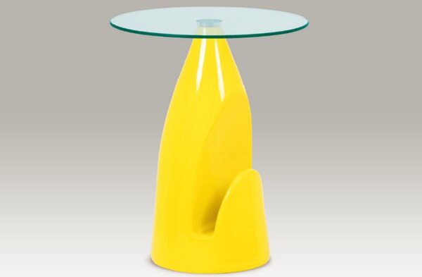 Odkládací stolek, čiré sklo / vysoký lesk žlutý
