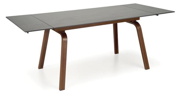 Rozkládací jídelní stůl 140-200 cm Léta (mramor černý + ořech) (pro 6 8 osob)