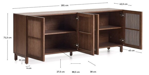 Tmavě hnědá komoda v dekoru ořechu 181x71,5x42,5 cm Beyla – Kave Home