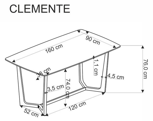 Jídelní stůl Clementine (bílý mramor + zlatá) (pro 6 osob)