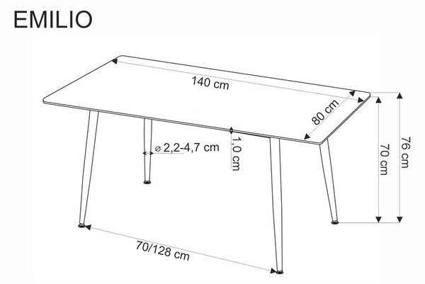 Jídelní stůl Emilo 120 (bílý mramor + černá) (pro 4 osoby)