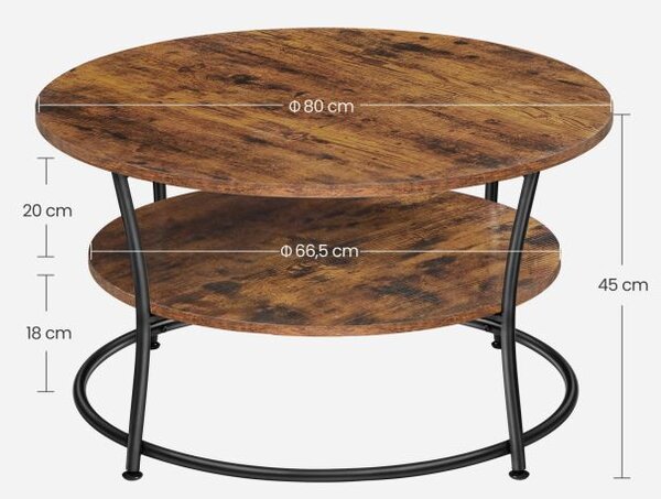 Kulatý konferenční stolek 80 cm, rustikální hnědá