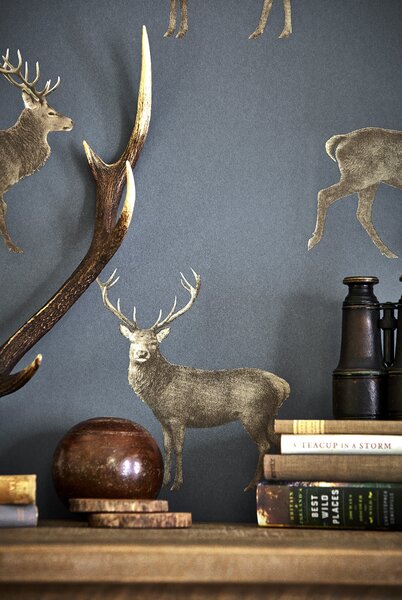 Sanderson Evesham Deer Odstín tapety: Indigo