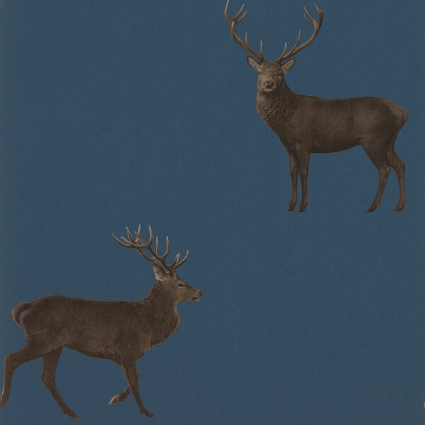 Sanderson Evesham Deer Odstín tapety: Indigo