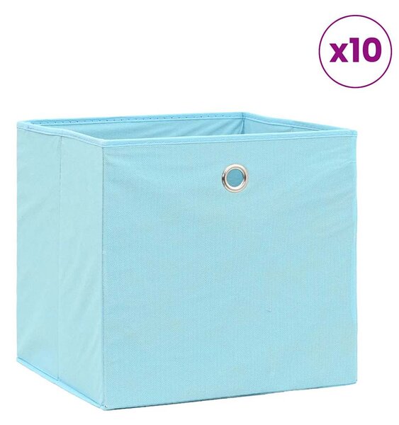 Úložné boxy 10 ks bledě modré 32 x 32 x 32 cm textil 288375