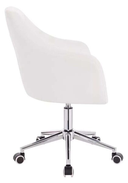 LuxuryForm DESIGN Křeslo ANDORA na stříbrné podstavě s kolečky - bílé