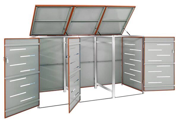 Přístřešek na tři popelnice 207 x 77,5 x 115 cm nerezová ocel