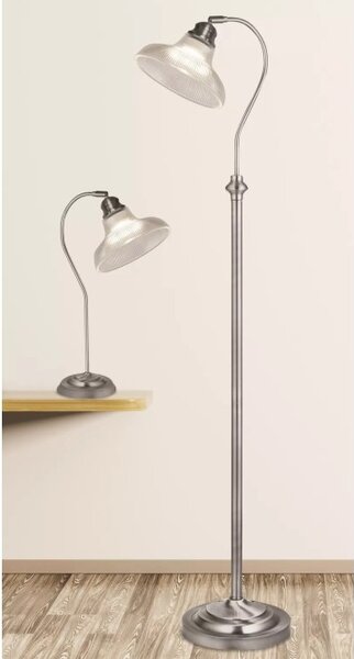 Searchlight EU7180SS Stylová stolní lampa BISTRO žebrované sklo