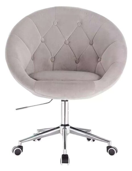 LuxuryForm DESIGN Křeslo VERA VELUR na stříbrné podstavě s kolečky - světle šedé