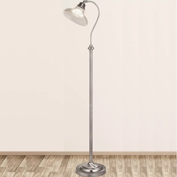 Searchlight EU7184SS Stylová stojací lampa BISTRO žebrované sklo