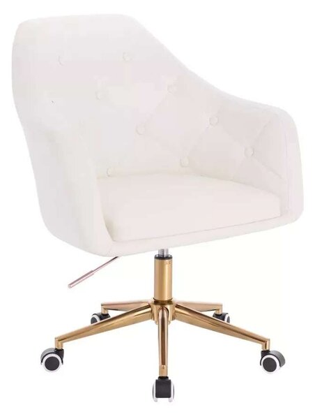 LuxuryForm DESIGN Křeslo ANDORA na zlaté podstavě s kolečky - bílé