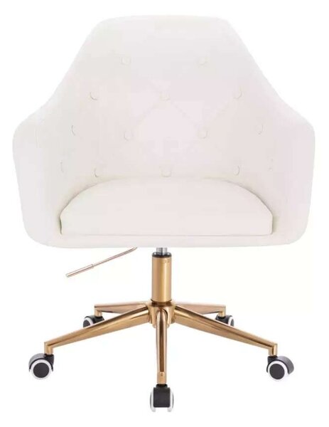 LuxuryForm DESIGN Křeslo ANDORA na zlaté podstavě s kolečky - bílé