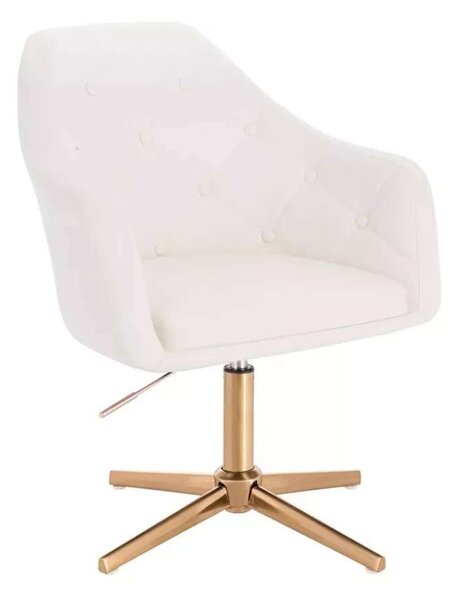 LuxuryForm DESIGN Křeslo ANDORA na zlatém kříži - bílé