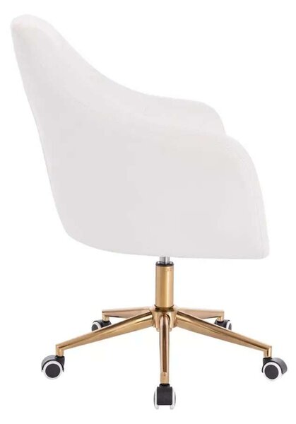 LuxuryForm DESIGN Křeslo ANDORA na zlaté podstavě s kolečky - bílé