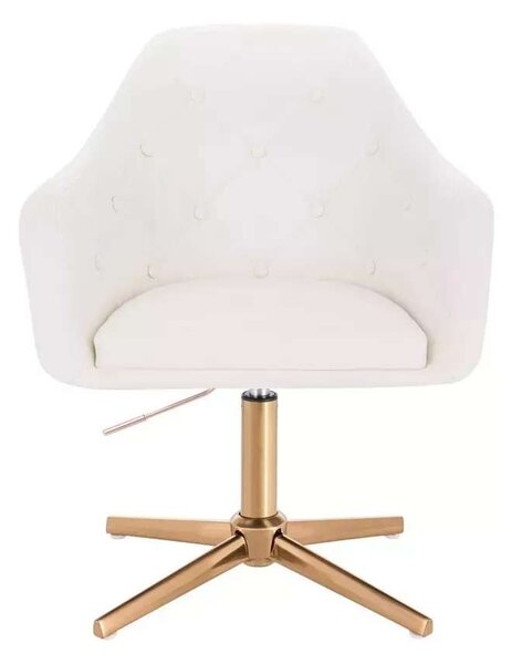 LuxuryForm DESIGN Křeslo ANDORA na zlatém kříži - bílé