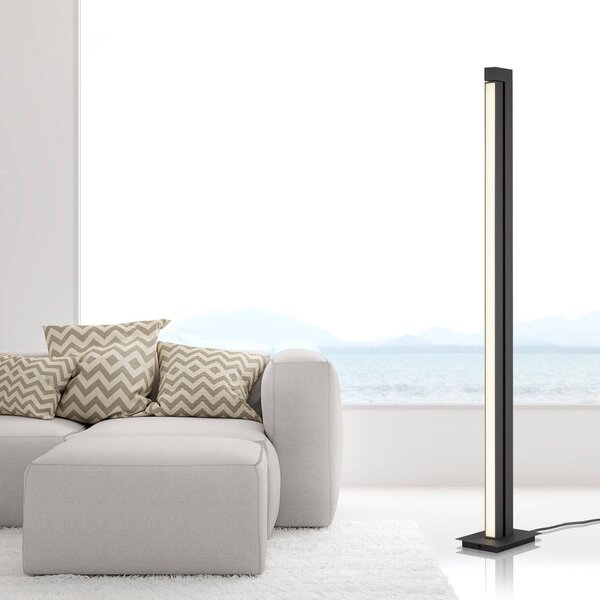PURE Stojací lampa LED Lines, antracitová, dálkové ovládání, 140 cm, stmívatelný, Hliník / šedá / zinek, Obývací pokoj / jídelna, kov, Moderní