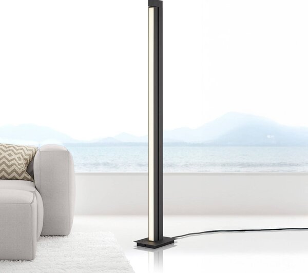 PURE Stojací lampa LED Lines, antracitová, dálkové ovládání, 140 cm, stmívatelný, Hliník / šedá / zinek, Obývací pokoj / jídelna, kov, Moderní