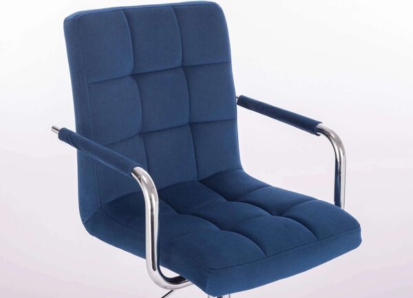 LuxuryForm DESIGN Židle VERONA VELUR na stříbrné podstavě s kolečky - modrá