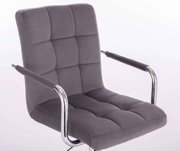 LuxuryForm DESIGN Židle VERONA VELUR na stříbrné podstavě s kolečky - tmavě šedá