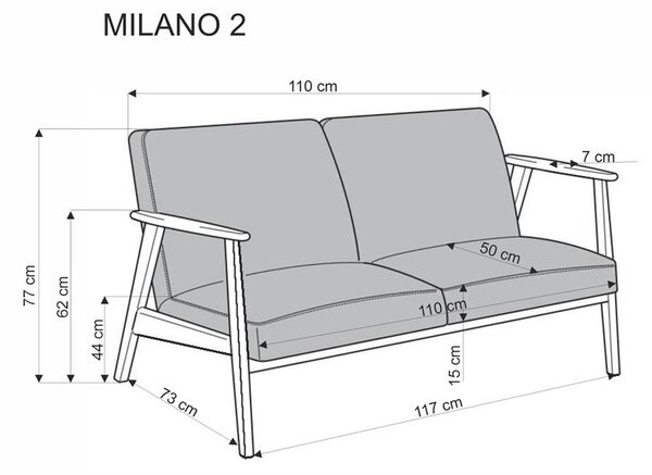 Pohovka dvousedačka Milian 2 (béžová + ořech)