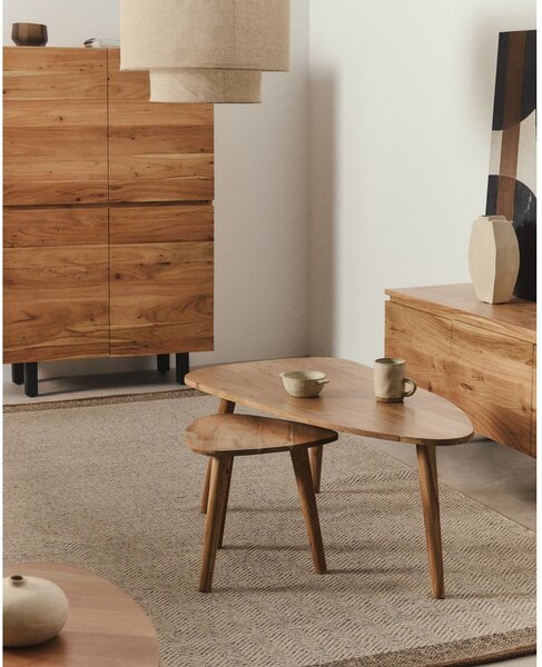 Konferenční stolek z masivu akácie v přírodní barvě 60x110,5 cm Duvani – Kave Home
