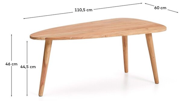 Konferenční stolek z masivu akácie v přírodní barvě 60x110,5 cm Duvani – Kave Home