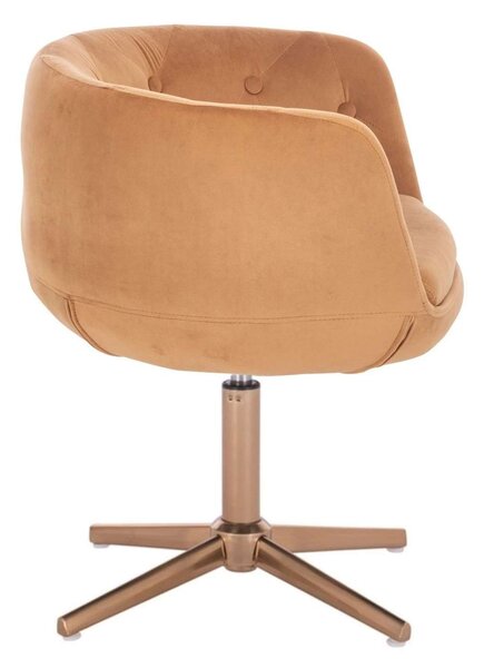 LuxuryForm DESIGN Křeslo MONTANA VELUR na zlatém kříži - hnědé