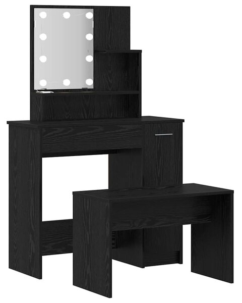 LED Toaletní stolek Set 2 ks Černý dub 86,5 x 35 x 136 cm 3332508